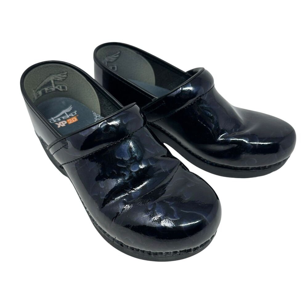 Dansko Pro 2.0 Blue and Black Patent‎ Leather Slip On Clogs Size 41 (9.5)